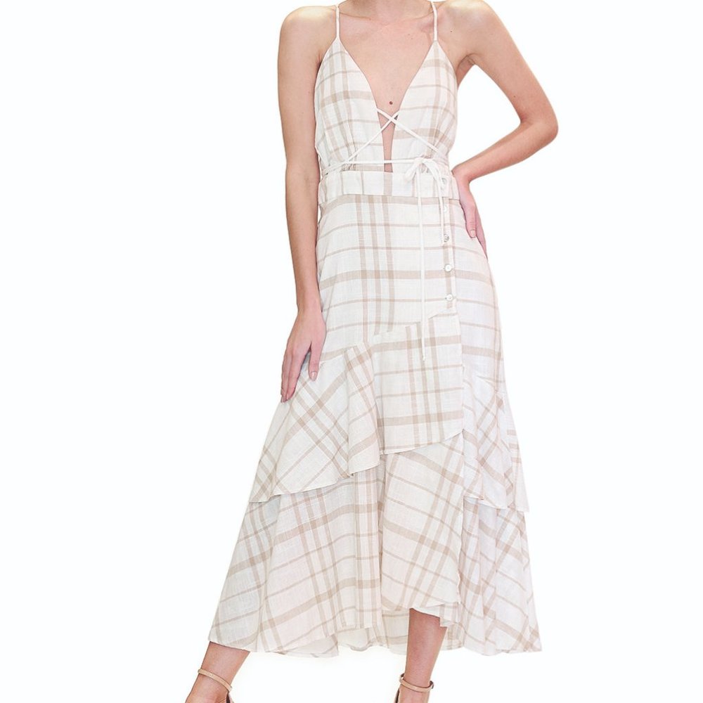 Midi Dress Ivory Chess
